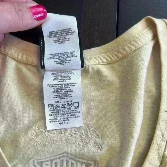 Ladies Harley Davidson Small T Shirt V Neck Chester’s HD Mesa AZ EUC - Picture 5 of 9